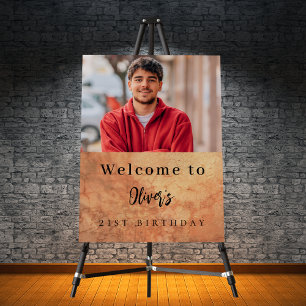 Affiche Brown mur en terre cuite photo anniversaire bienve