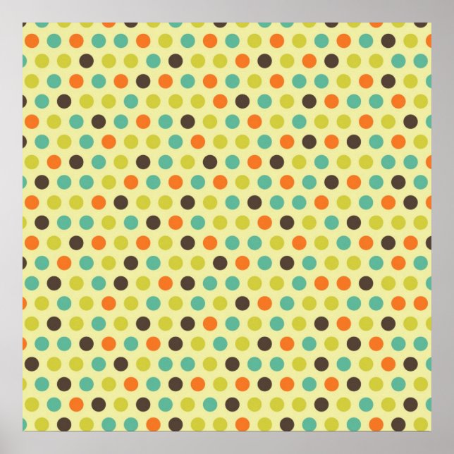 Affiche Brown, orange, Turquoise et vert jaune Pois (Devant)