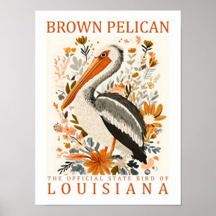Affiche Brown Pélican Bird Louisiana USA Travel