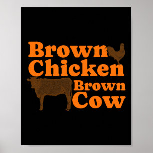 Affiche Brown poulet Vache Brown Retro Musique Bow Chicka