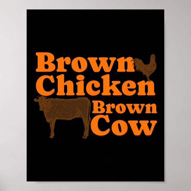 Affiche Brown poulet Vache Brown Retro Musique Bow Chicka  (Devant)