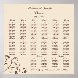 Affiche Brown Square Wedding Reception Seating Chart