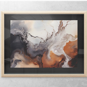 Affiche Browns Abstraits Fluid marble art