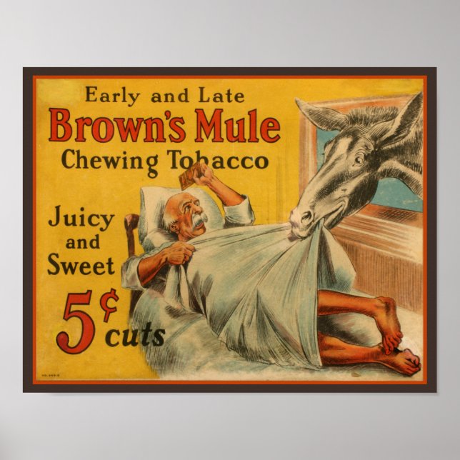 Affiche Brown's Mule Chewing Tabac Publicité (Devant)