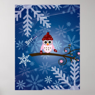 Affiche Brr... Chouette rose,