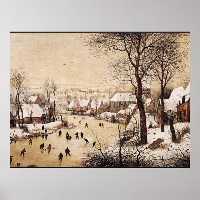 Affiche Bruegel l'Ancien, Paysage d'hiver, art (Devant)