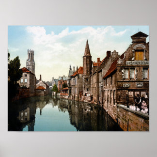 Affiche Bruges Belgique - Canal Et Beffroi - 1900