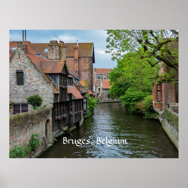 Affiche Bruges, Belgique (étiqueté) (Devant)