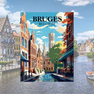 Affiche Bruges Belgique Illustration de voyage