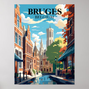 Affiche Bruges Belgique Illustration de voyage