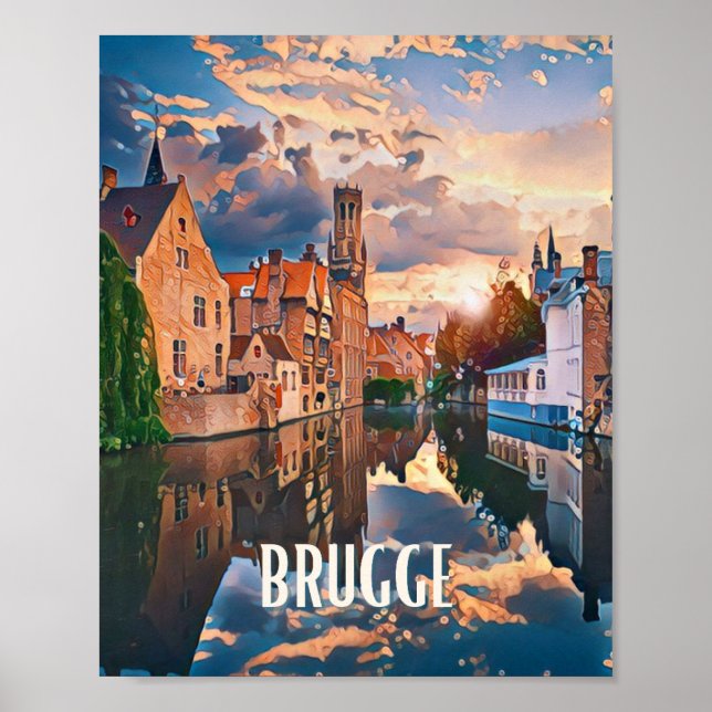 Affiche Bruges Belgique Photo Vintage (Devant)
