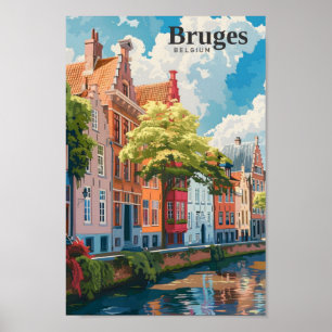 Affiche Bruges Belgique Vintage voyage d'art