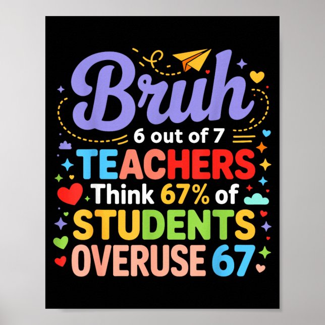 Affiche Bruh 6 Out Of 7 Teachers Think 67% Of Students Ove (Devant)