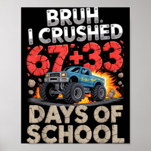Affiche Bruh a écrasé 67 33 100 jours de camion monstre sc
