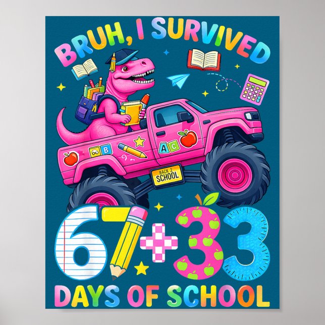 Affiche Bruh a survécu 67 33 jours d'école enfants garçons (Devant)