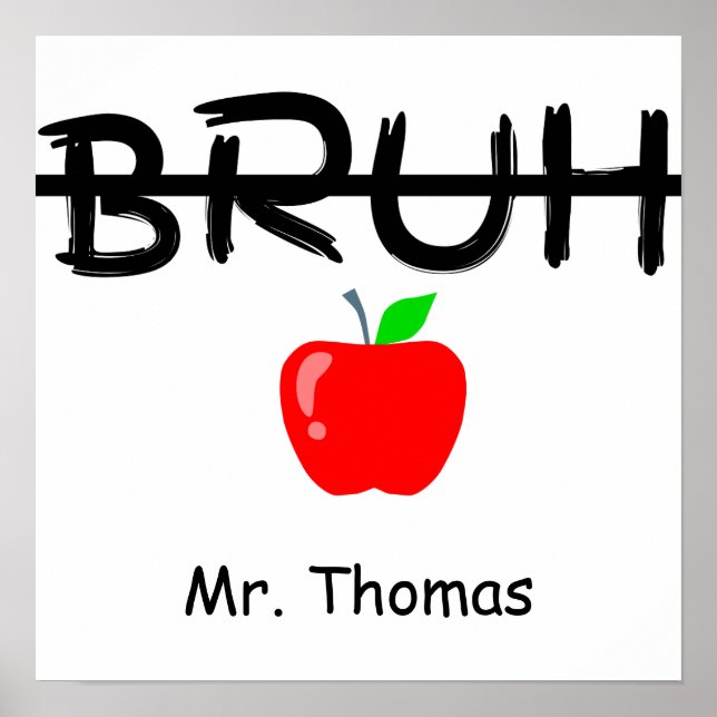 Affiche "Bruh" Apple Enseignant Personnalisable (Devant)