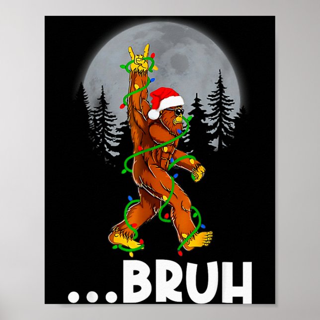 Affiche Bruh Bigfoot Christmas Shirt Christmas Tree Xmas S (Devant)