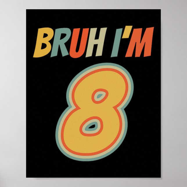 Affiche Bruh C'est mon 8e anniversaire J'ai 8 ans Annivers (Devant)