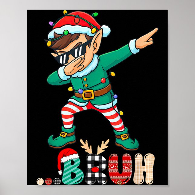 Affiche Bruh Dabbing Elf Funny Kids Boys Mens Christmas Ma (Devant)