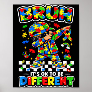 Affiche Bruh être différent puzzle autisme sensibilisation
