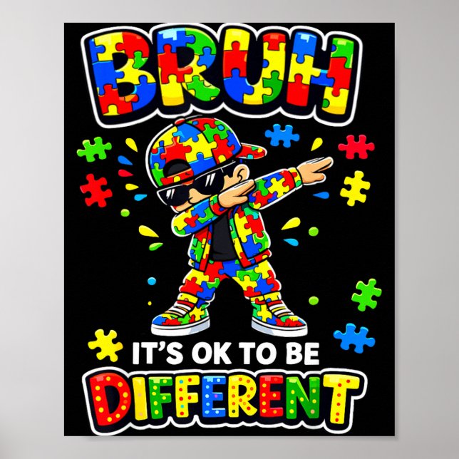Affiche Bruh être différent puzzle dabbing autisme (Devant)