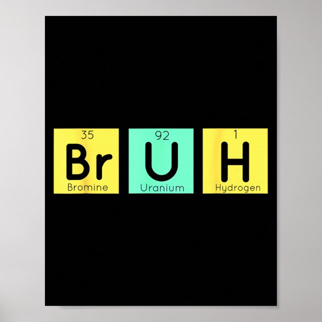 Affiche Bruh Funny Chemistry Gift Meme Periodic Table Meme (Devant)