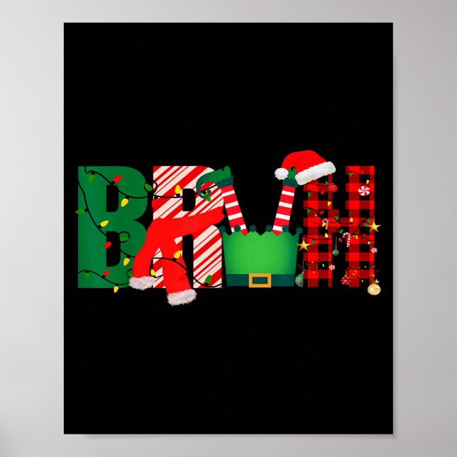 Affiche Bruh Funny Christmas For Kids Boys Bruh Xmas Light (Devant)
