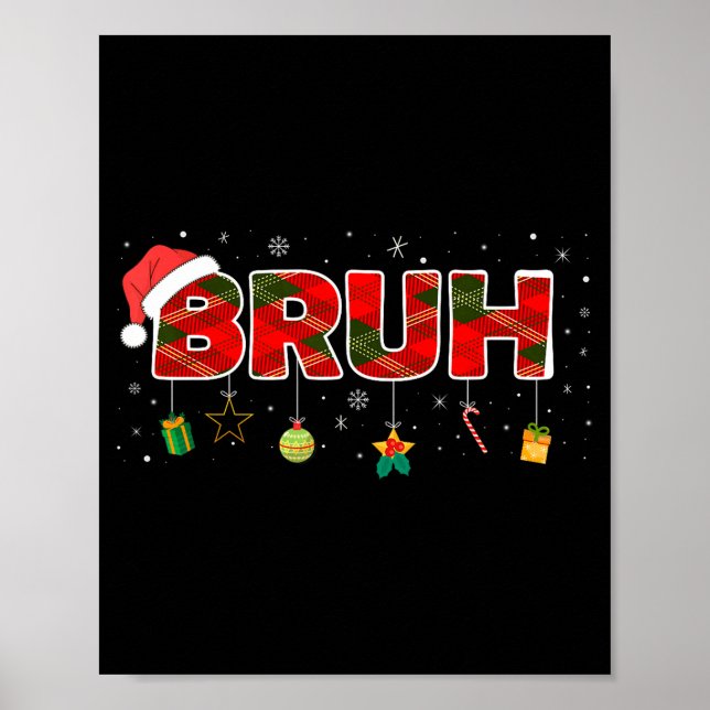 Affiche Bruh Funny Christmas Red Plaid Teens Boys Kids Xma (Devant)