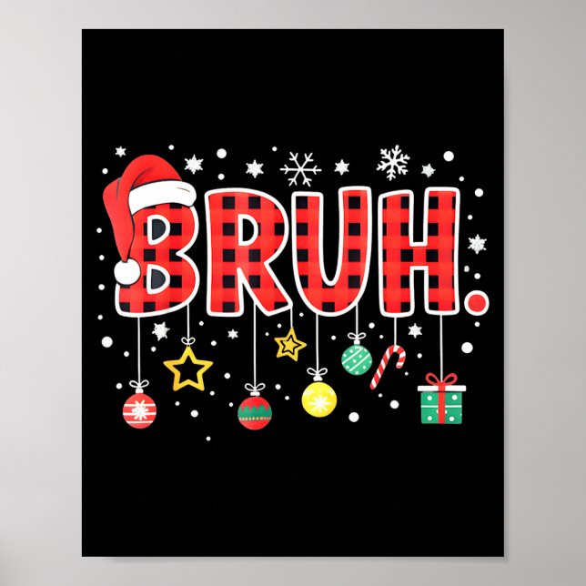 Affiche Bruh Funny Christmas Red Plaid Teens Boys Kids Xma (Devant)