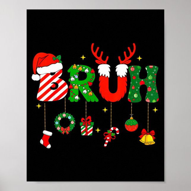 Affiche Bruh Funny Christmas Red Plaid Teens Boys Kids Xma (Devant)