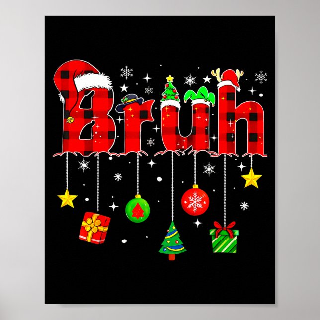 Affiche Bruh Funny Christmas Red Plaid Teens Boys Kids Xma (Devant)