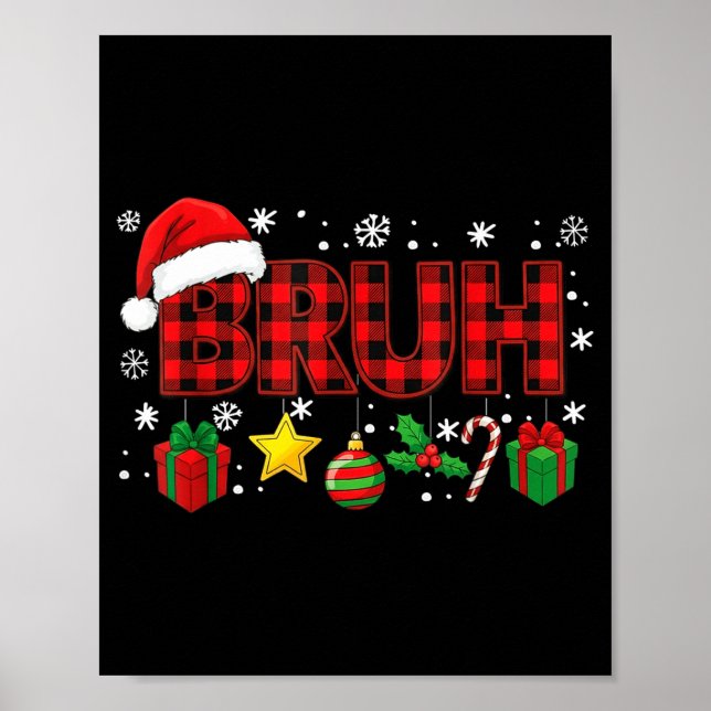 Affiche Bruh Funny Christmas Red Plaid Teens Boys Kids Xma (Devant)