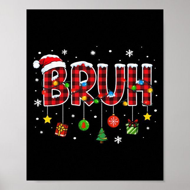 Affiche Bruh Funny Noël Plaid Ados Garçons Enfants Xmas Pa (Devant)