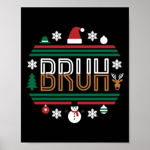 Affiche Bruh Funny Noël Rouge Plaid Ados Garçons Enfants X