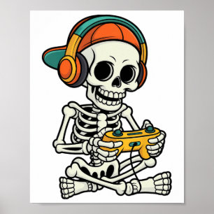 Affiche Bruh Halloween Garçons Enfants Gamer Mens Skeleton
