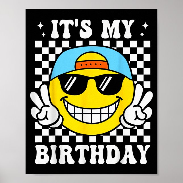 Affiche Bruh It's My Birthday Peace Sign Smile Birthday Fo (Devant)