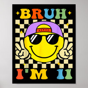 Affiche Bruh j'ai 11 ans Anniversaire violet garçons 11ème