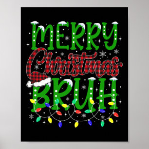 Affiche Bruh Joyeux Noël Rouge Plaid Ados Garçons Enfants
