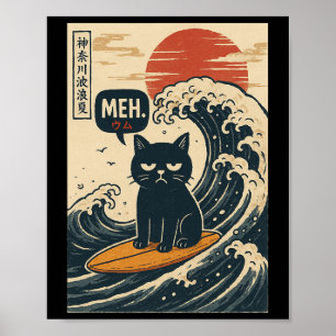 Affiche Bruh. La Grande Vague Kanagawa Drôle de Surfi Japo
