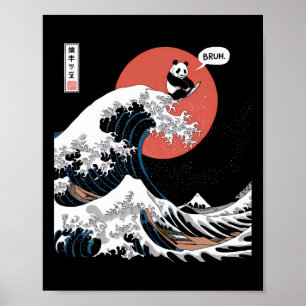 Affiche Bruh La Grande Vague Kanagawa Funny Japonais Surfi
