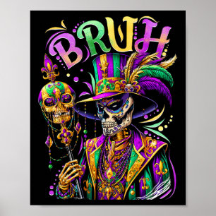 Affiche Bruh Mardi Gras Doctor New Orleans Skeleton Mardi