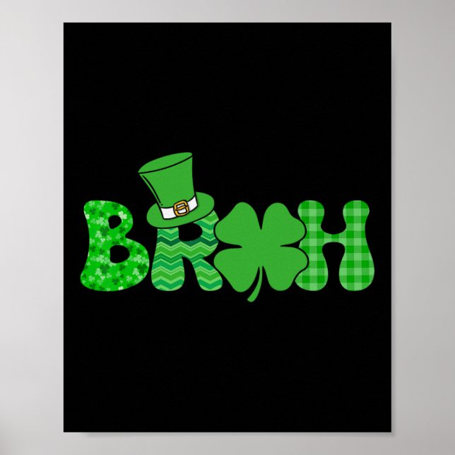 Affiche Bruh Meme Drôle St Patricks Day Shamrock Irlandais (Devant)