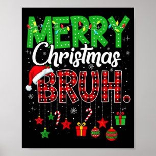 Affiche Bruh Noël carreaux rouges adolescents garçons enfa