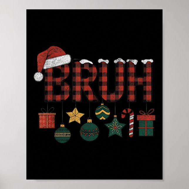 Affiche Bruh Noël Rouge Plaid Ados Garçons Enfants Noël Pa (Devant)