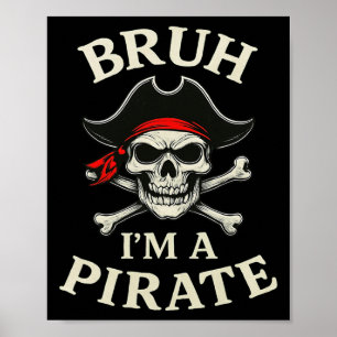 Affiche Bruh Pirate Lazy Crâne Bandana Costume Faire sembl