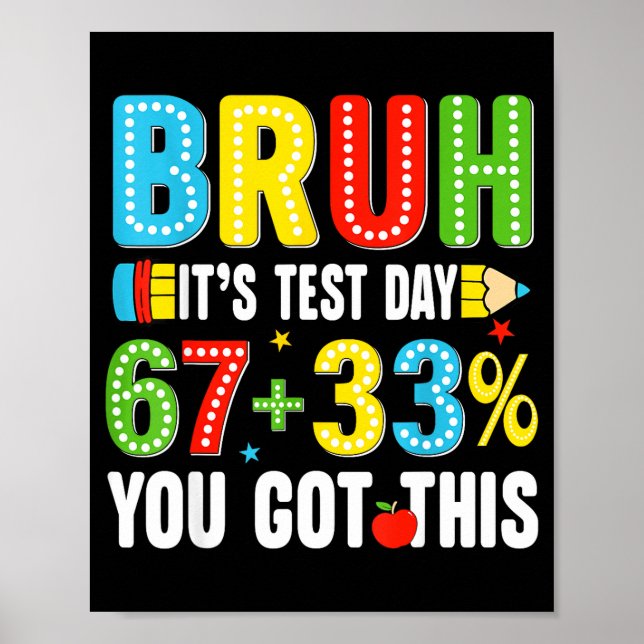 Affiche Bruh test testing day got this 67 meme teacher kid (Devant)