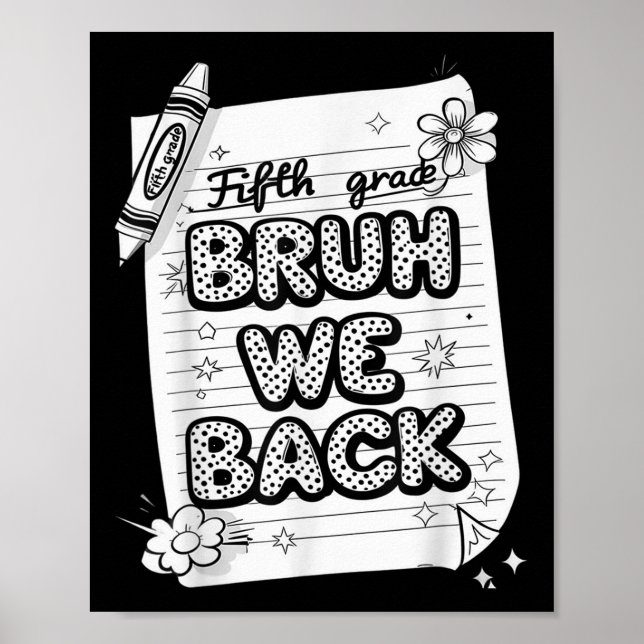Affiche Bruh We Back 5th Grade Funky Back To School Kids B (Devant)