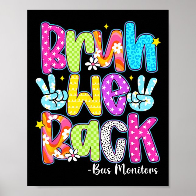 Affiche Bruh We Back Bus Monitors Checkered Back To School (Devant)