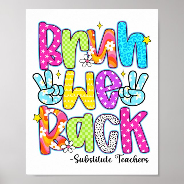 Affiche Bruh We Back Substitute Teachers Leopard Back To S (Devant)