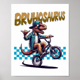 Affiche Bruhosaurus T-rex Dinosaure à Vélo Bmx - Garçons